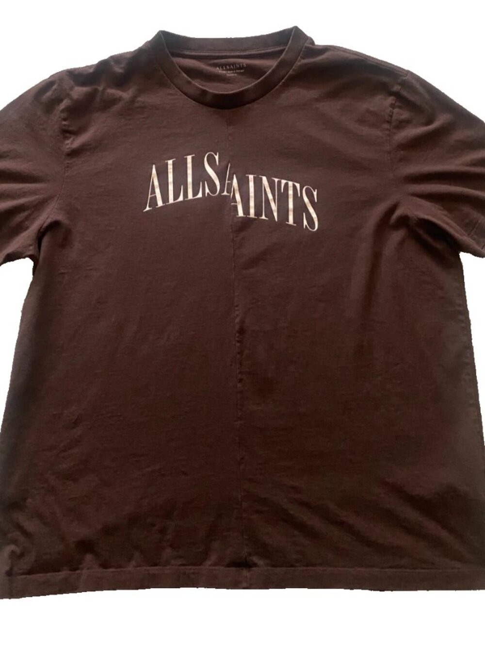 AllSaints Men's Burgundy Logo Graphic T-Shirt